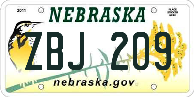 NE license plate ZBJ209
