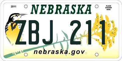 NE license plate ZBJ211