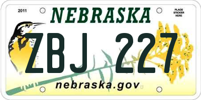 NE license plate ZBJ227