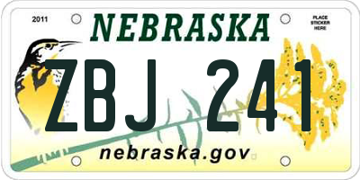 NE license plate ZBJ241
