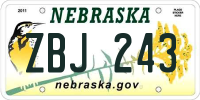 NE license plate ZBJ243