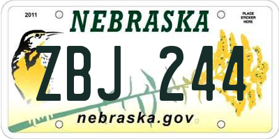 NE license plate ZBJ244