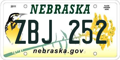 NE license plate ZBJ252