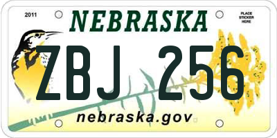 NE license plate ZBJ256