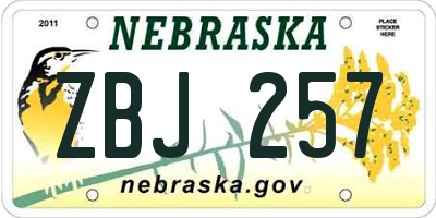 NE license plate ZBJ257