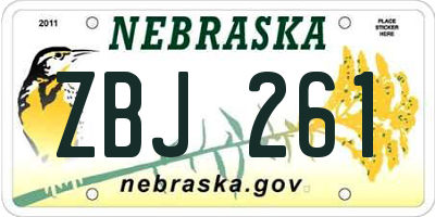NE license plate ZBJ261