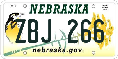NE license plate ZBJ266