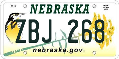 NE license plate ZBJ268