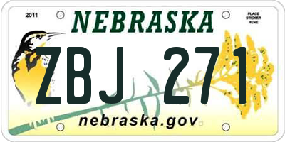 NE license plate ZBJ271