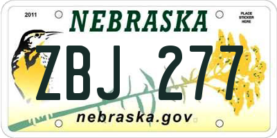 NE license plate ZBJ277