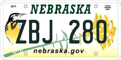 NE license plate ZBJ280