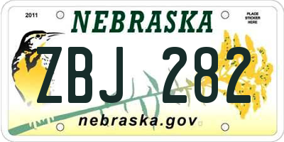 NE license plate ZBJ282