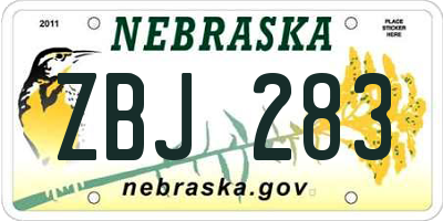 NE license plate ZBJ283