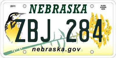 NE license plate ZBJ284