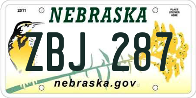 NE license plate ZBJ287