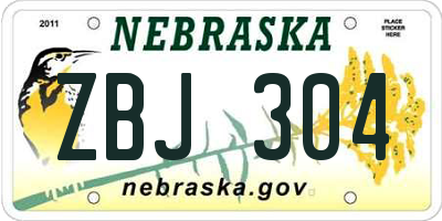NE license plate ZBJ304