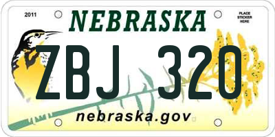 NE license plate ZBJ320