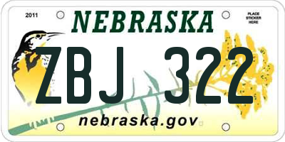 NE license plate ZBJ322