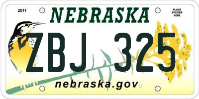 NE license plate ZBJ325