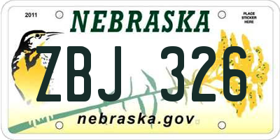NE license plate ZBJ326
