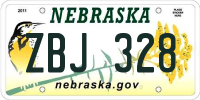 NE license plate ZBJ328