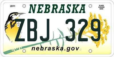 NE license plate ZBJ329