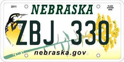 NE license plate ZBJ330