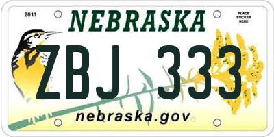 NE license plate ZBJ333