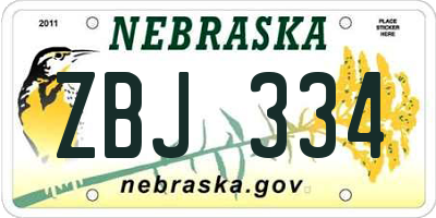 NE license plate ZBJ334