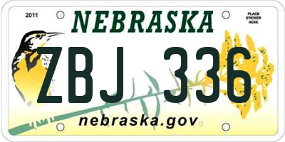 NE license plate ZBJ336