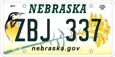 NE license plate ZBJ337