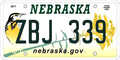 NE license plate ZBJ339
