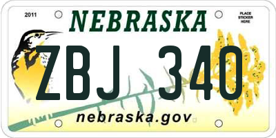 NE license plate ZBJ340
