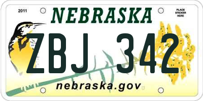 NE license plate ZBJ342