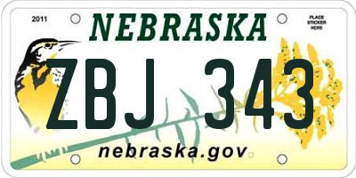 NE license plate ZBJ343