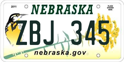 NE license plate ZBJ345