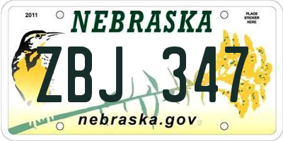 NE license plate ZBJ347
