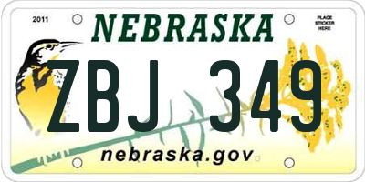 NE license plate ZBJ349