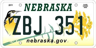 NE license plate ZBJ351
