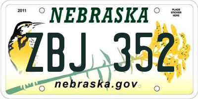 NE license plate ZBJ352
