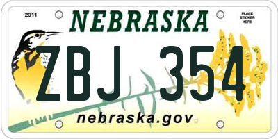 NE license plate ZBJ354