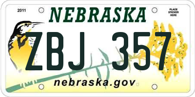 NE license plate ZBJ357