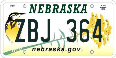 NE license plate ZBJ364