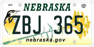 NE license plate ZBJ365