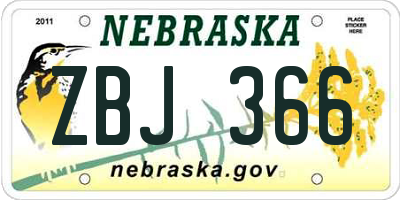 NE license plate ZBJ366