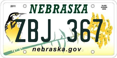NE license plate ZBJ367
