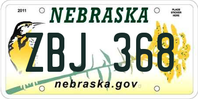 NE license plate ZBJ368