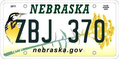 NE license plate ZBJ370