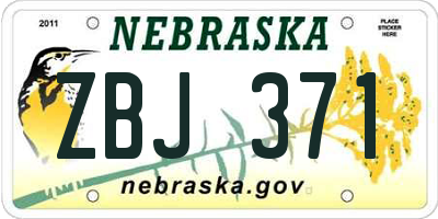 NE license plate ZBJ371