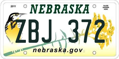 NE license plate ZBJ372